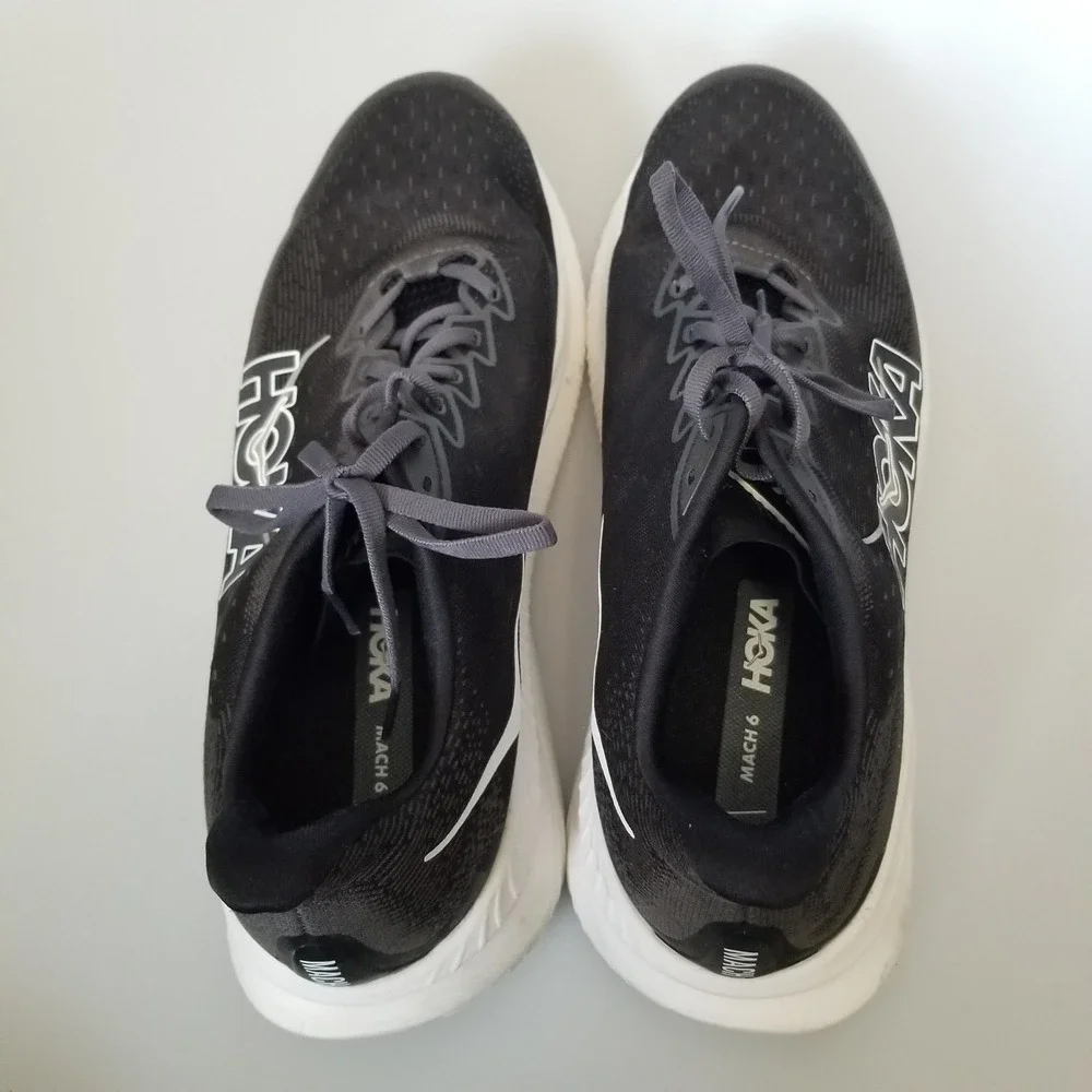Hoka Mach 6 Shoes Mens Size Thirteen Black White Running Athletic Sneakers 13